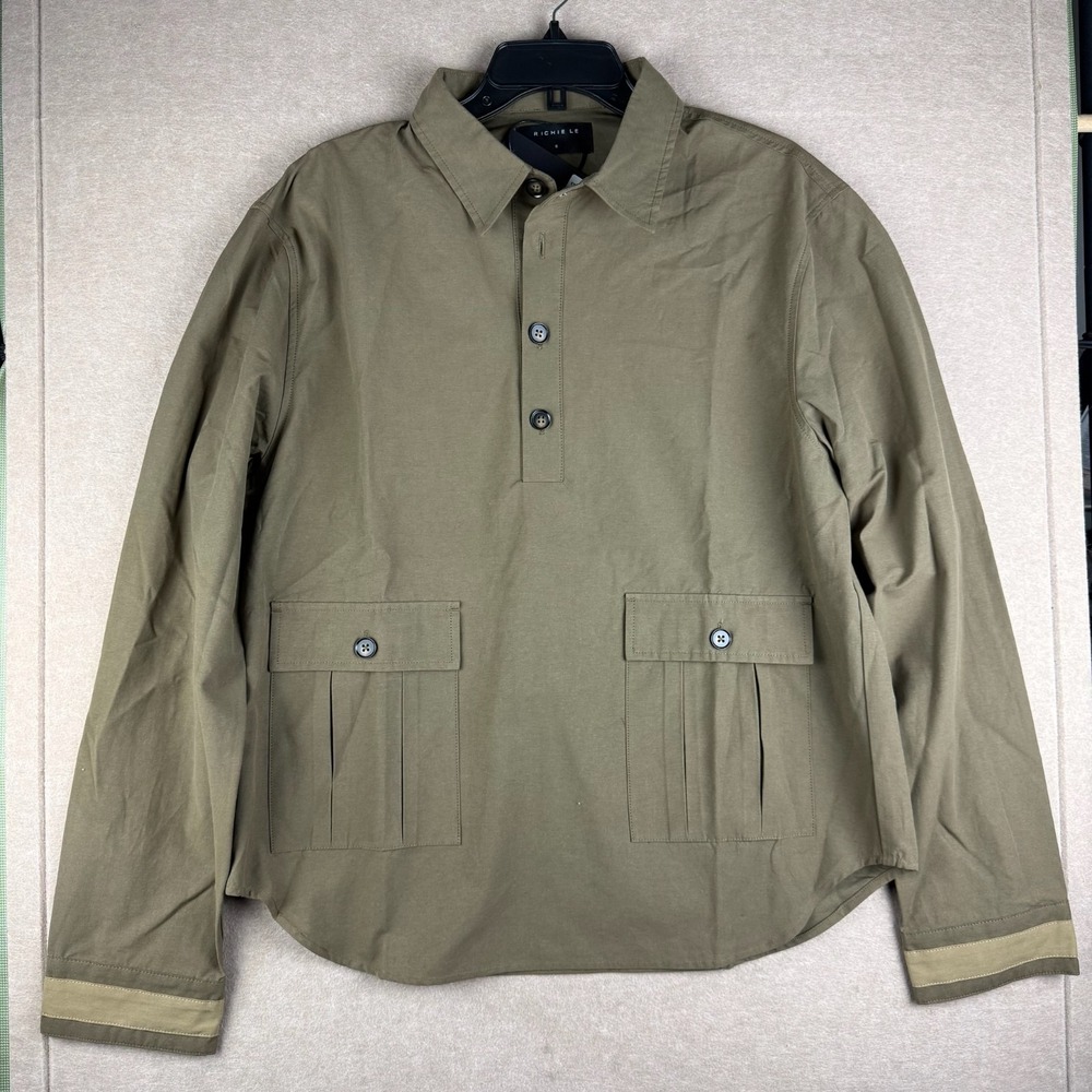 Richie Le‎ Shirt Mens S Brown Utility Overshirt Long Sleeve Minimalist NWT
